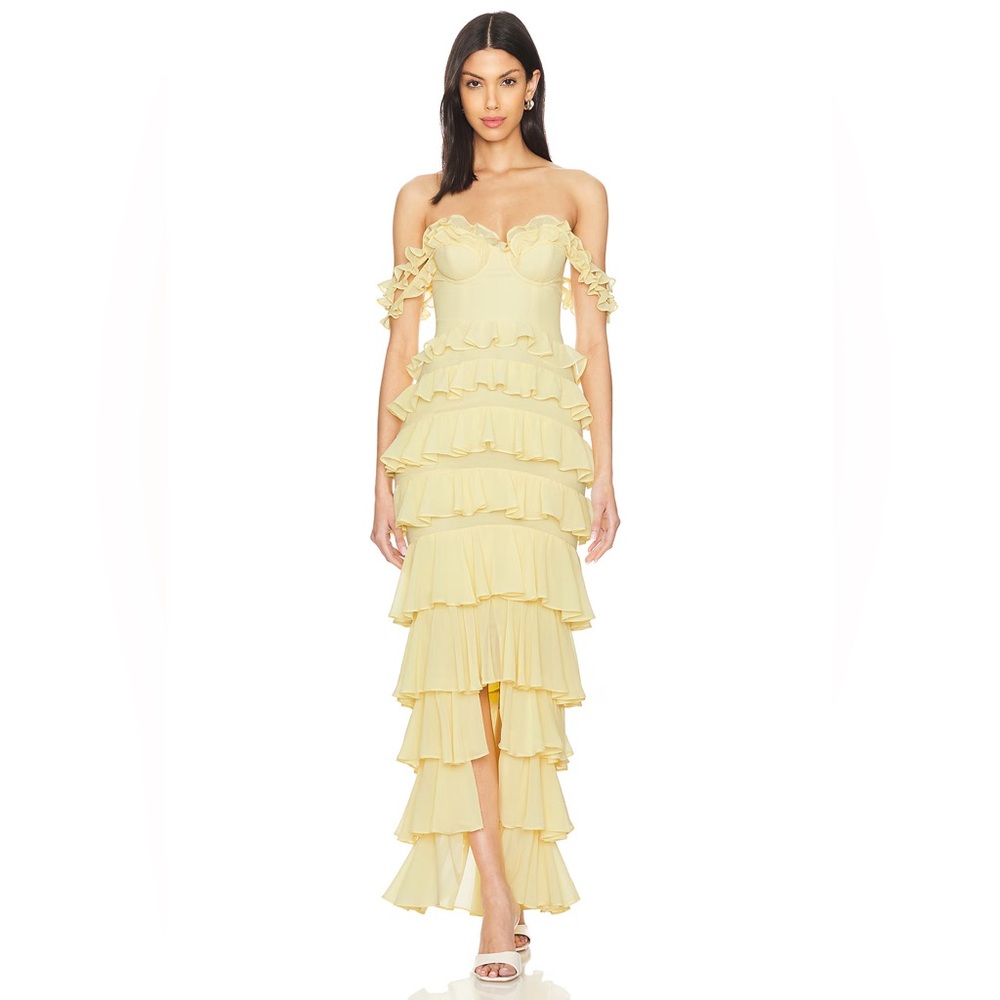 Avalee Gown in Baby Yellow maxi dress MAJORELLE Medium Revolve